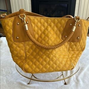 Big Buddha Mustard Quilted Tote/Shoulder/Crossbody Bag